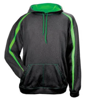 1467 Badger Adult 100% Polyester Performance Fusion Hooded Sweatshirt Carbon/ Lime