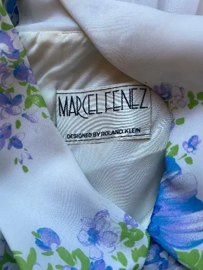 1970s Roland Klein for Marcel Fenez Floral Accordion Pleat Dress