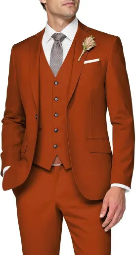 3 Piece Suit Men Slim Fit Wedding Suits for Mens Elegant One Button Jacket Single Breasted Vest Pants Set