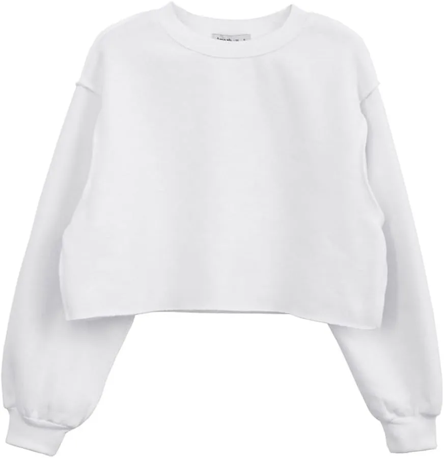 Amazhiyu Women Cropped Sweatshirt Long Sleeves Pullover Fleece Crop Tops