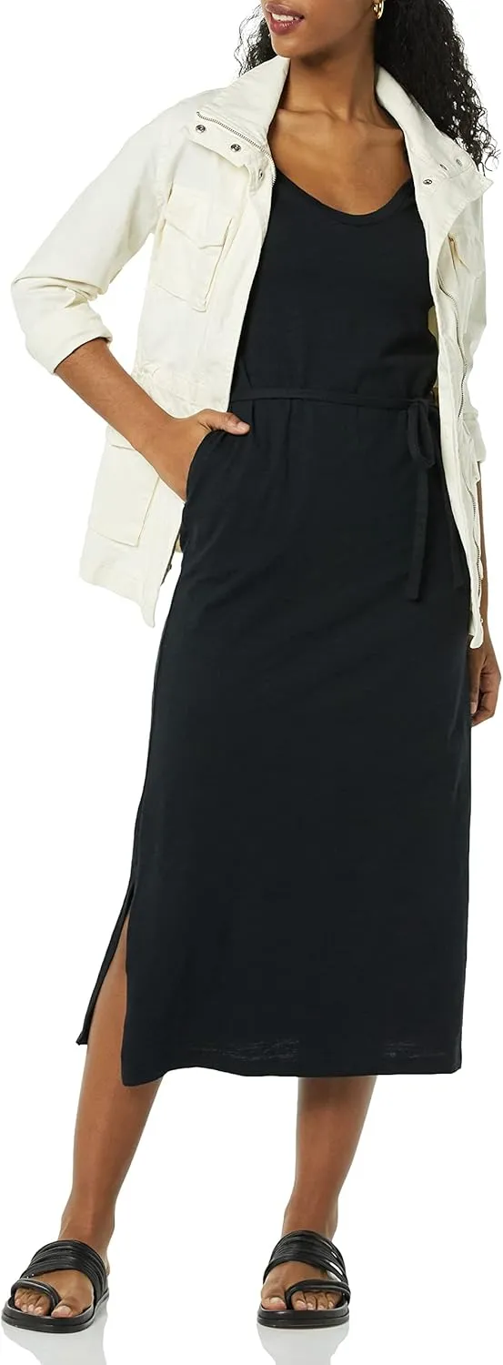Amazon Essentials Women's Short Sleeve Belted Midi T-Shirt Dress