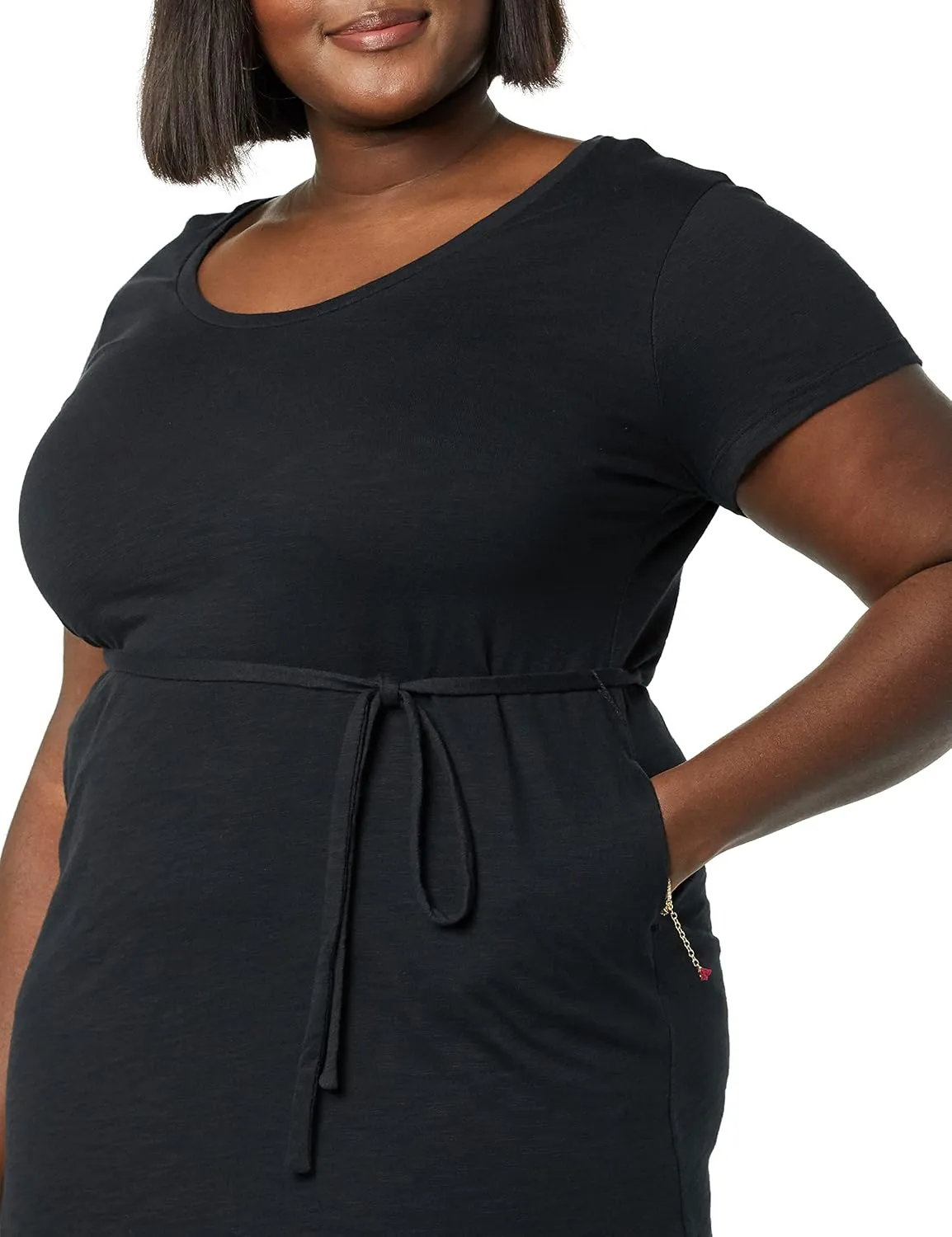 Amazon Essentials Women's Short Sleeve Belted Midi T-Shirt Dress