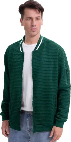 babyhealthy Men's Waffle Jacket Lightweight Varsity Bomber Jackets Letterman Jacket Zip Up Casual Coat with Pockets