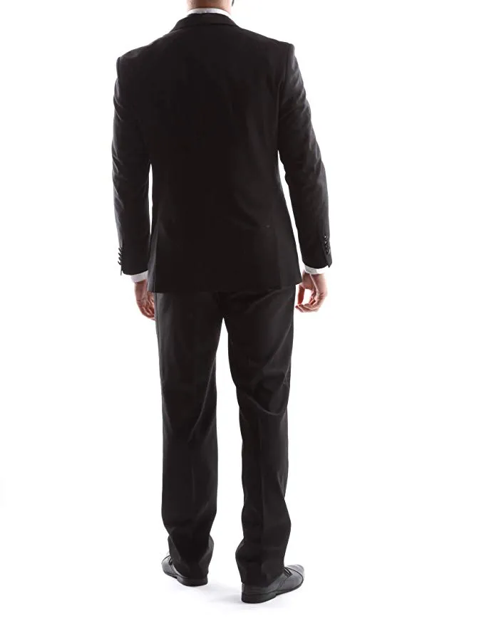 Bellio Men's Single Breasted 2 Button Shawl Lapel Slim Fit Tuxedo 2pc Suit in Black Style BL301