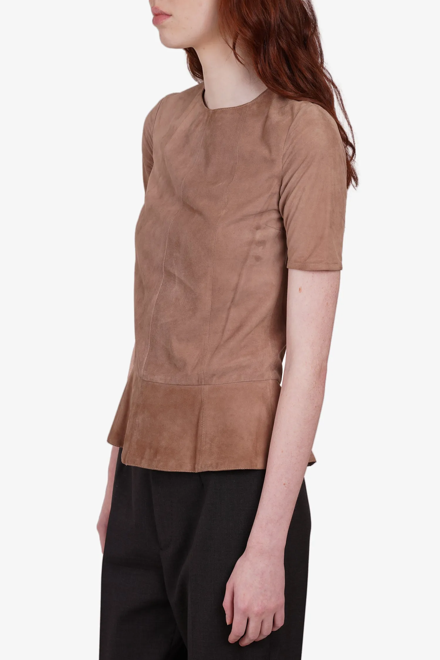 Brunello Cucinelli Brown Suede Zip-up Top Size 38