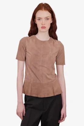 Brunello Cucinelli Brown Suede Zip-up Top Size 38