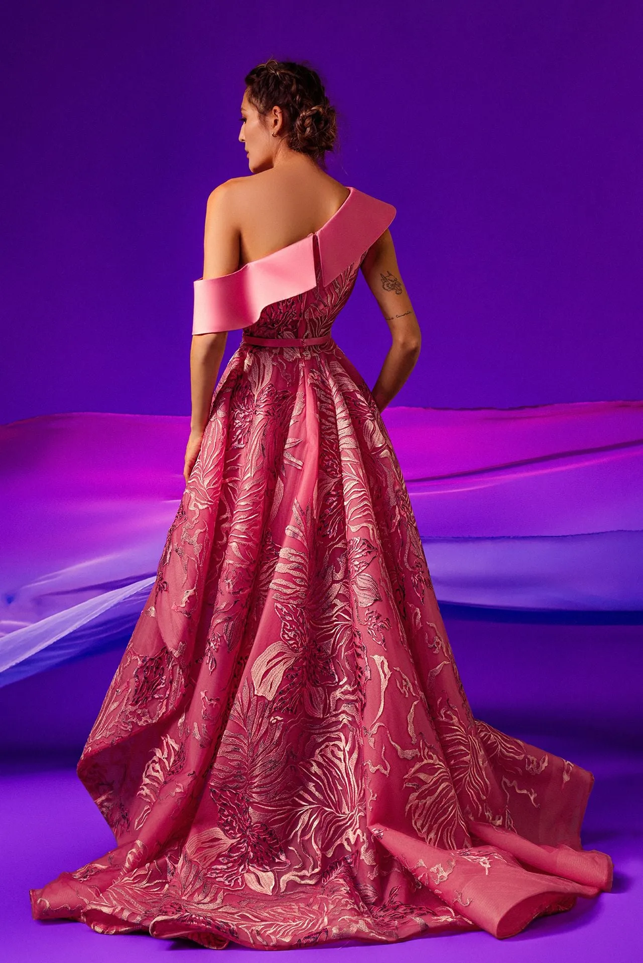 Cadi A-Line Dress with Floral Embroidery