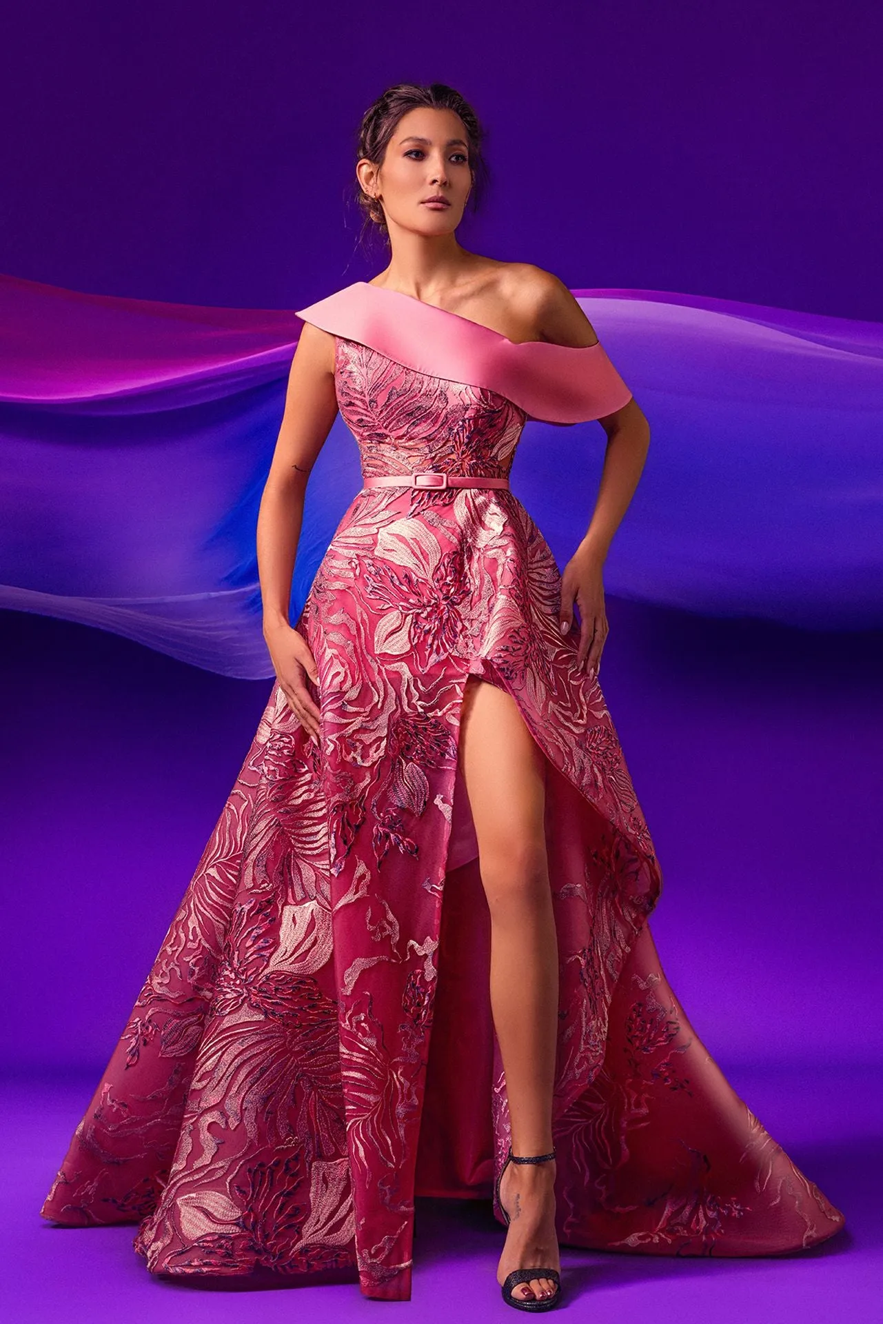 Cadi A-Line Dress with Floral Embroidery