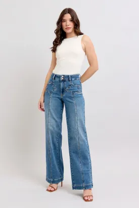 Cardi High Waist Star & Seam Wide Jean