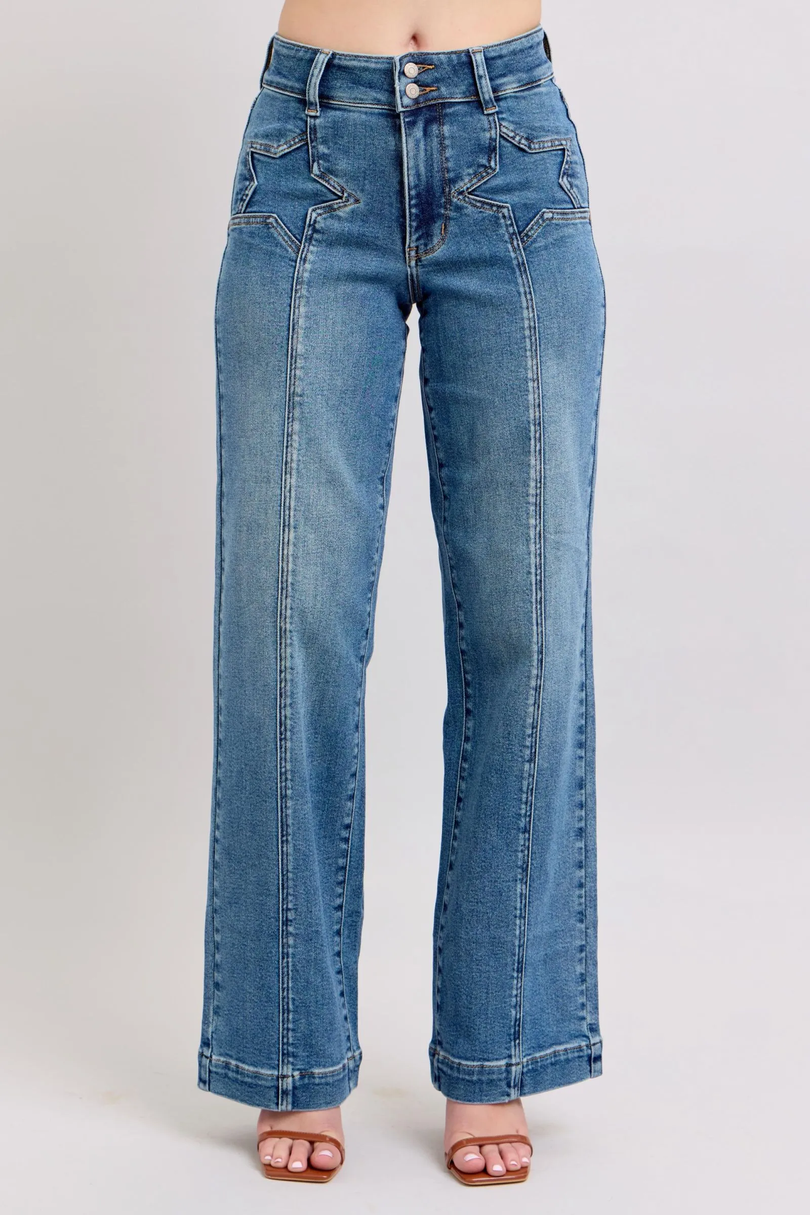 Cardi High Waist Star & Seam Wide Jean