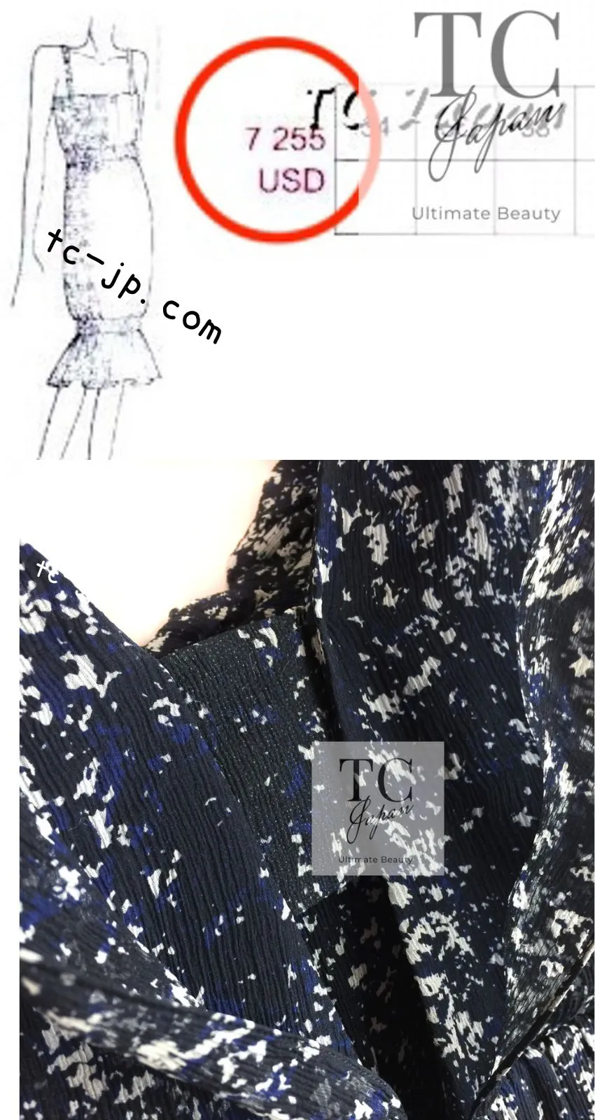 CHANEL 12S Navy Blue Silk Chiffon Dress 40 シャネル ネイビー ブルー 濃紺 シルク シフォン ワンピース 即発