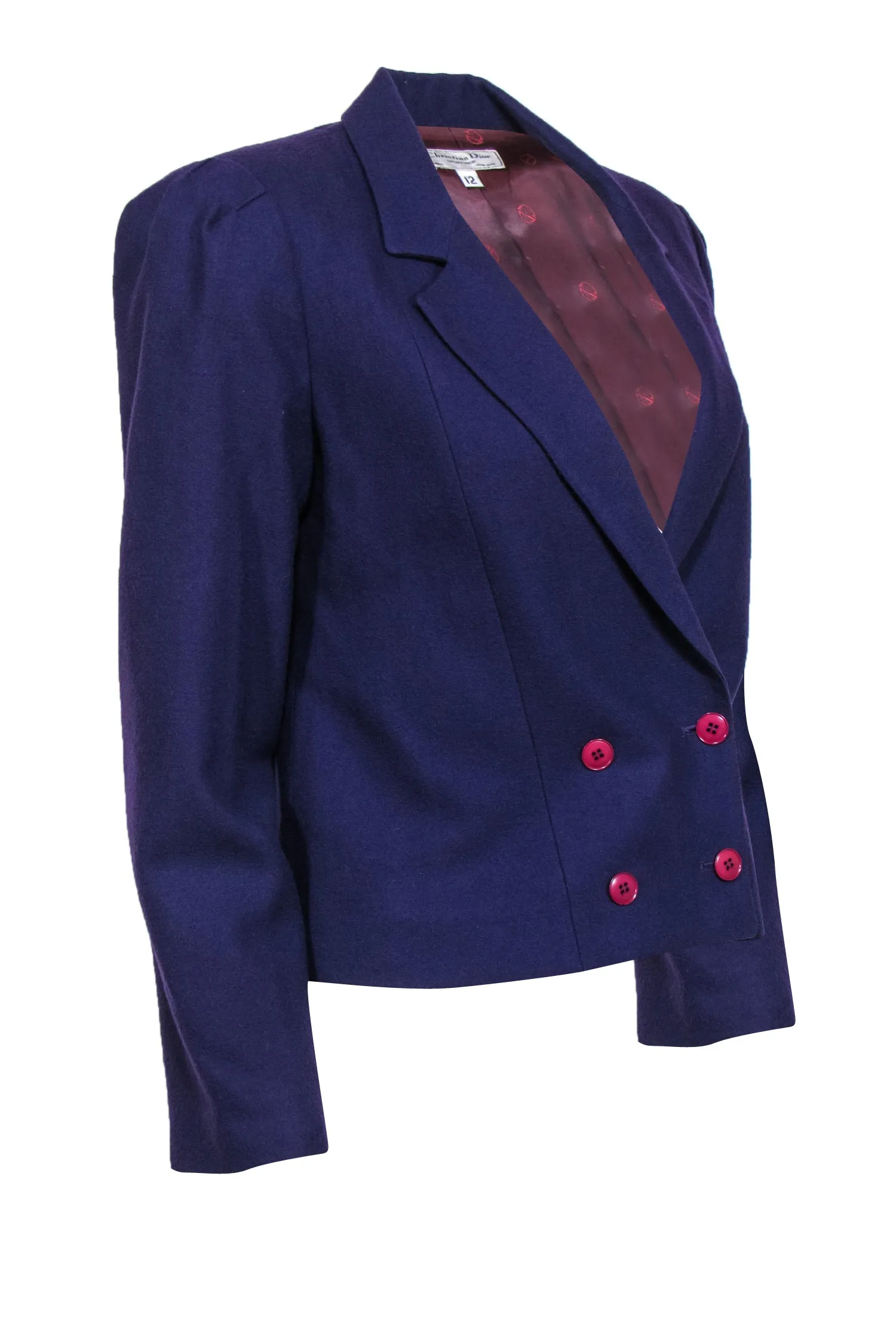 Christian Dior - Vintage Purple Wool Cropped Blazer Sz 12