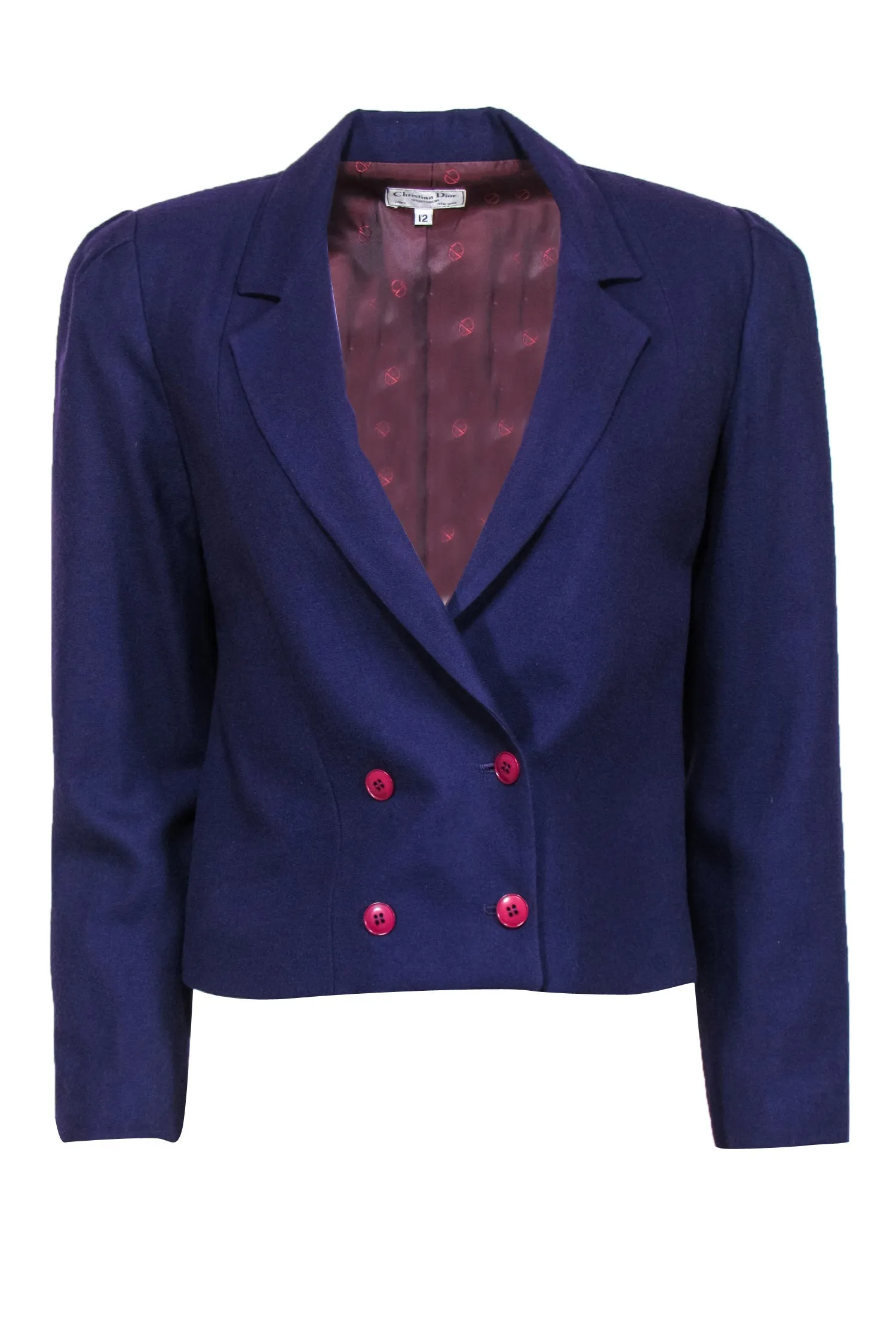 Christian Dior - Vintage Purple Wool Cropped Blazer Sz 12