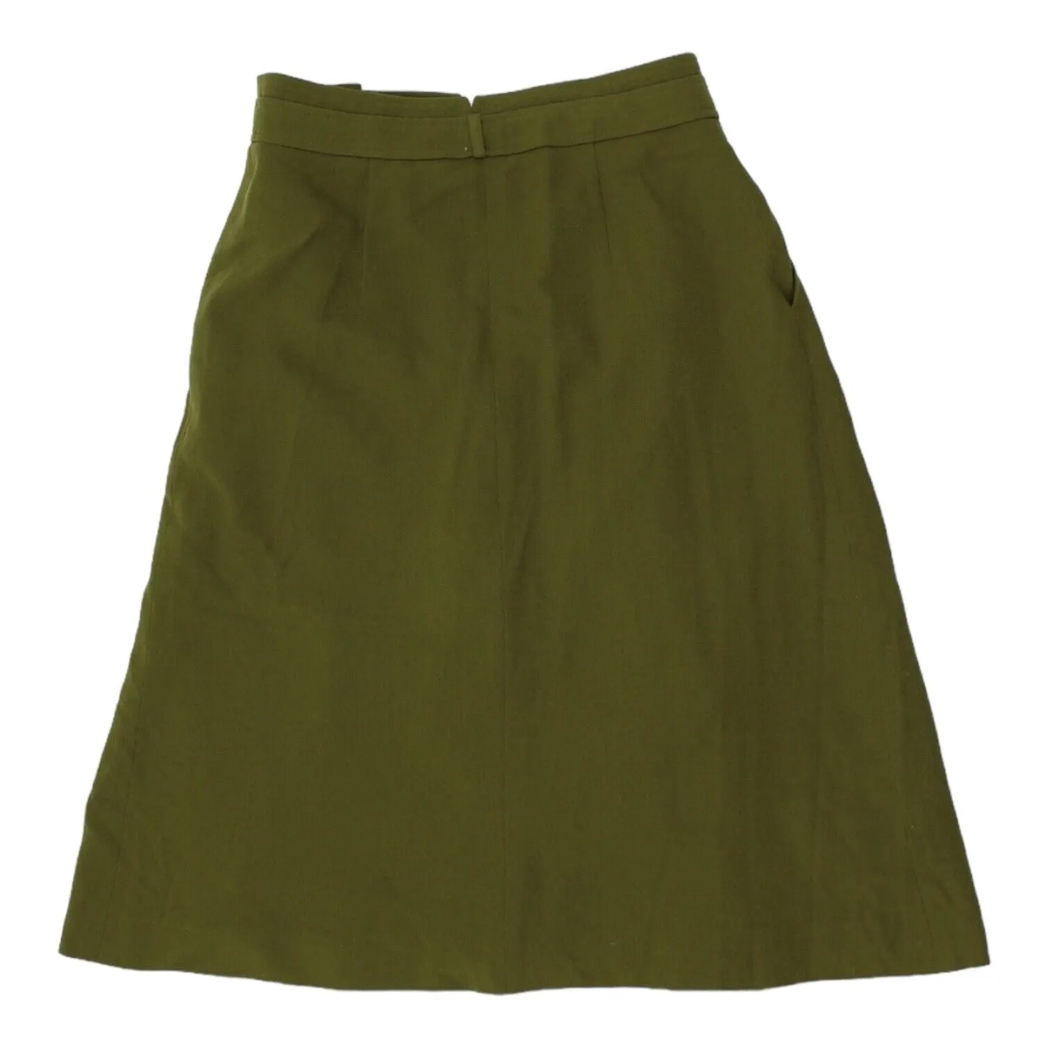 Christian Dior Womens Green Wool Pleated Midi Skirt | Vintage High End Designer