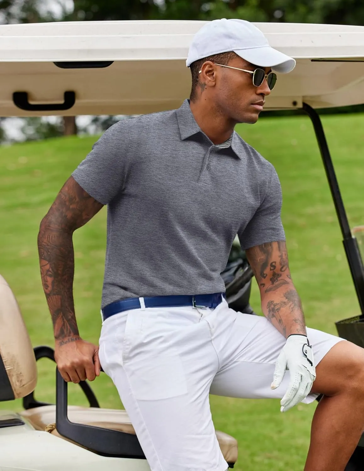 COOFANDY Men's Casual Polo Shirts Short Sleeve Classic Basic Tee Button Collar Shirt Summer Golf T-Shirt