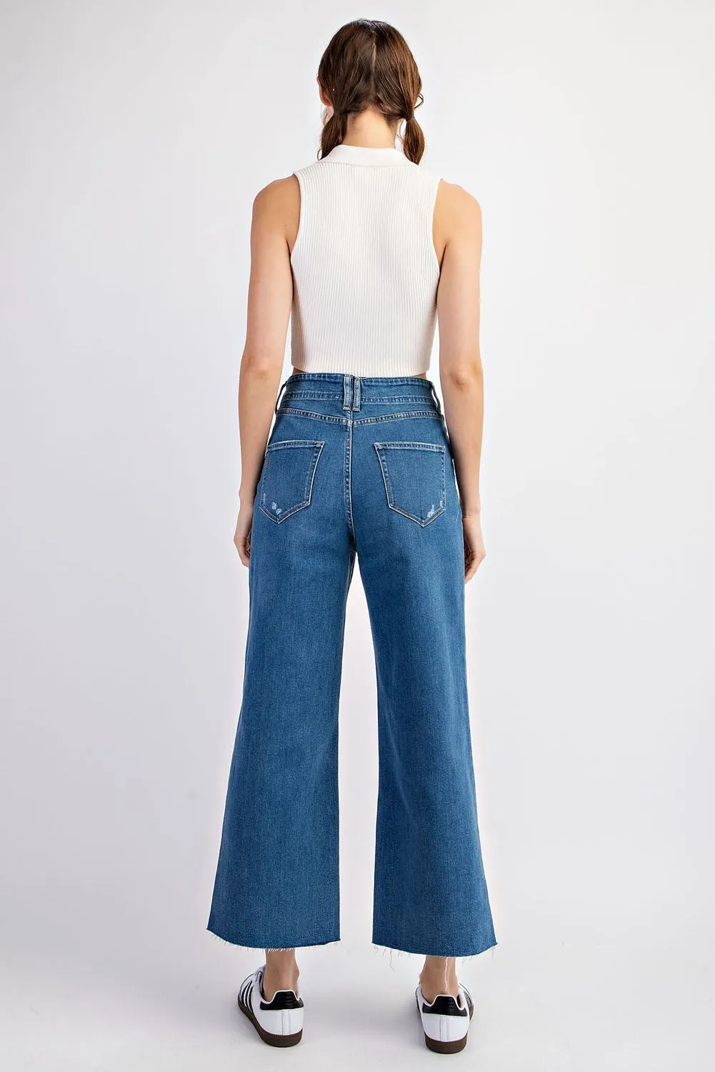 Cropped Denim Straight Leg Jeans