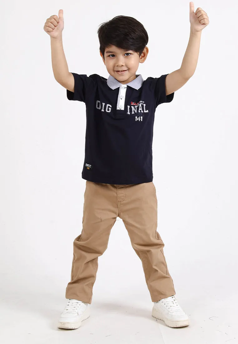 Forest Kids Stretchable Polo T Shirt Boy Kids Collar Tee | Baju Polo T Shirt Budak Lelaki - FK20152