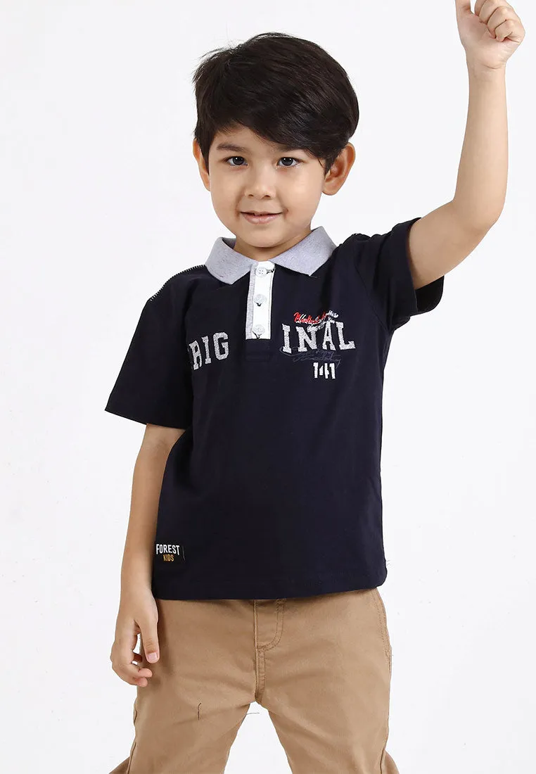 Forest Kids Stretchable Polo T Shirt Boy Kids Collar Tee | Baju Polo T Shirt Budak Lelaki - FK20152
