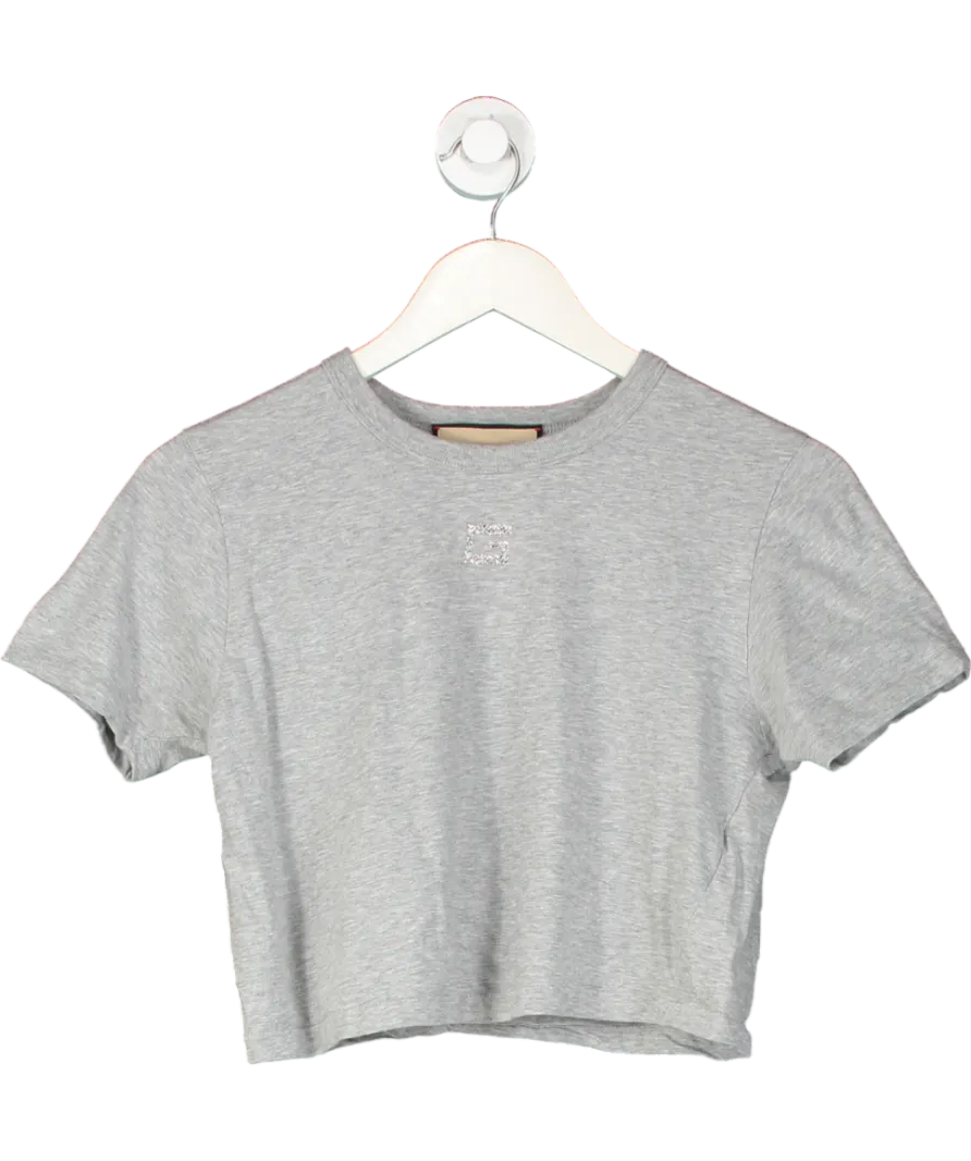 Gucci Black Cropped T-shirt With Crystal G Logo UK XS