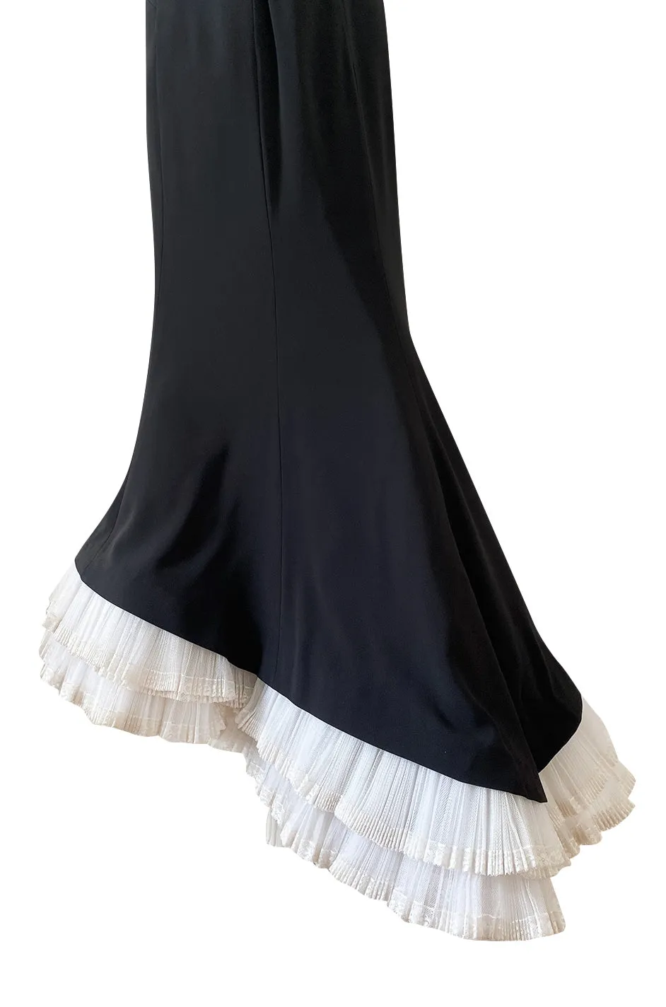 Highly Documented Spring 1996 Christian Dior by Gianfranco Ferre Black Ruffled Flounce Hem Dress