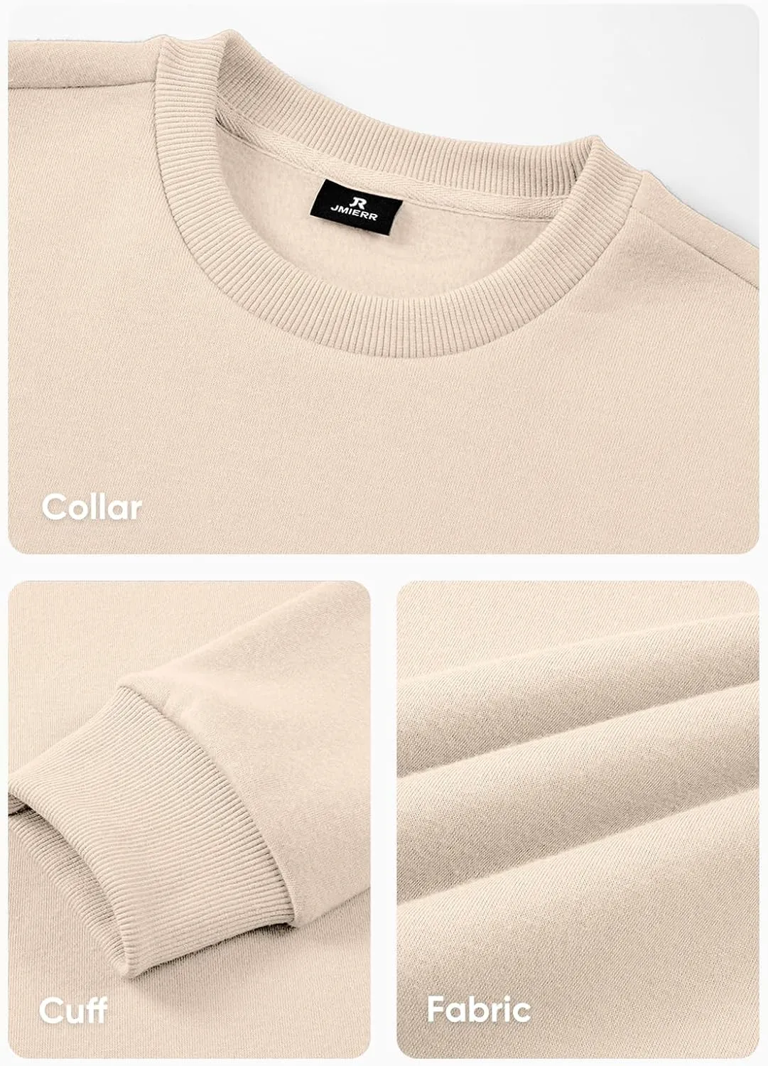 JMIERR Men's Casual Long Sleeves Crewneck Sweatshirts Cotton Pullover Sweatshirt for Men