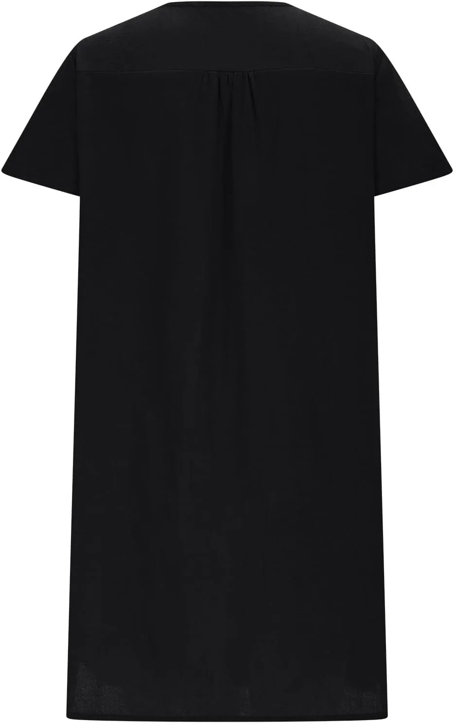 JOAU Womens Cotton Linen Shirt Dress Summer Casual Short Sleeve Notched V Neck Beach Cover Up Knee Length Vacation Dresses