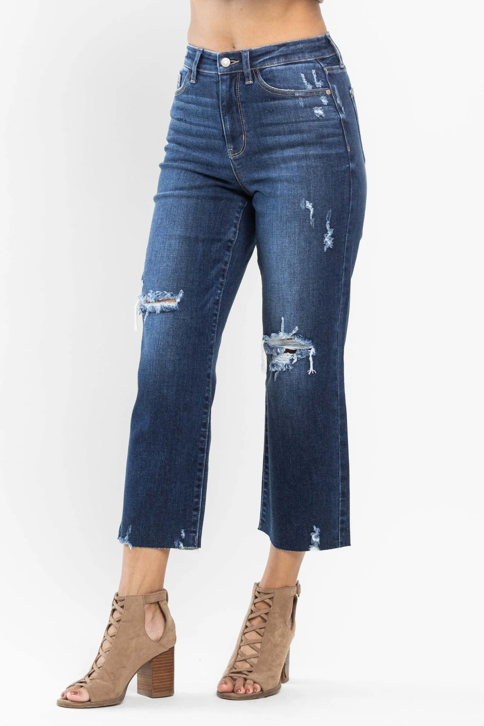 Judy Blue High Waist Destroy Crop Wide Leg