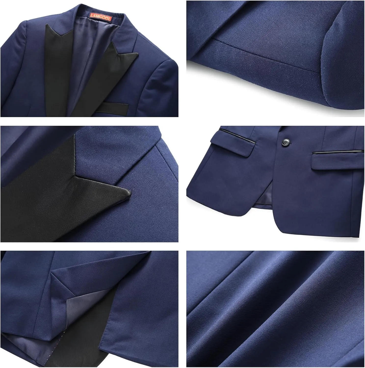 Lamgool Boys Tuxedo Suit 3 Piece Slim Fit Set with Blazer Jacket Vest Pant Kids Formal Outfit for Wedding Prom Size 6-20