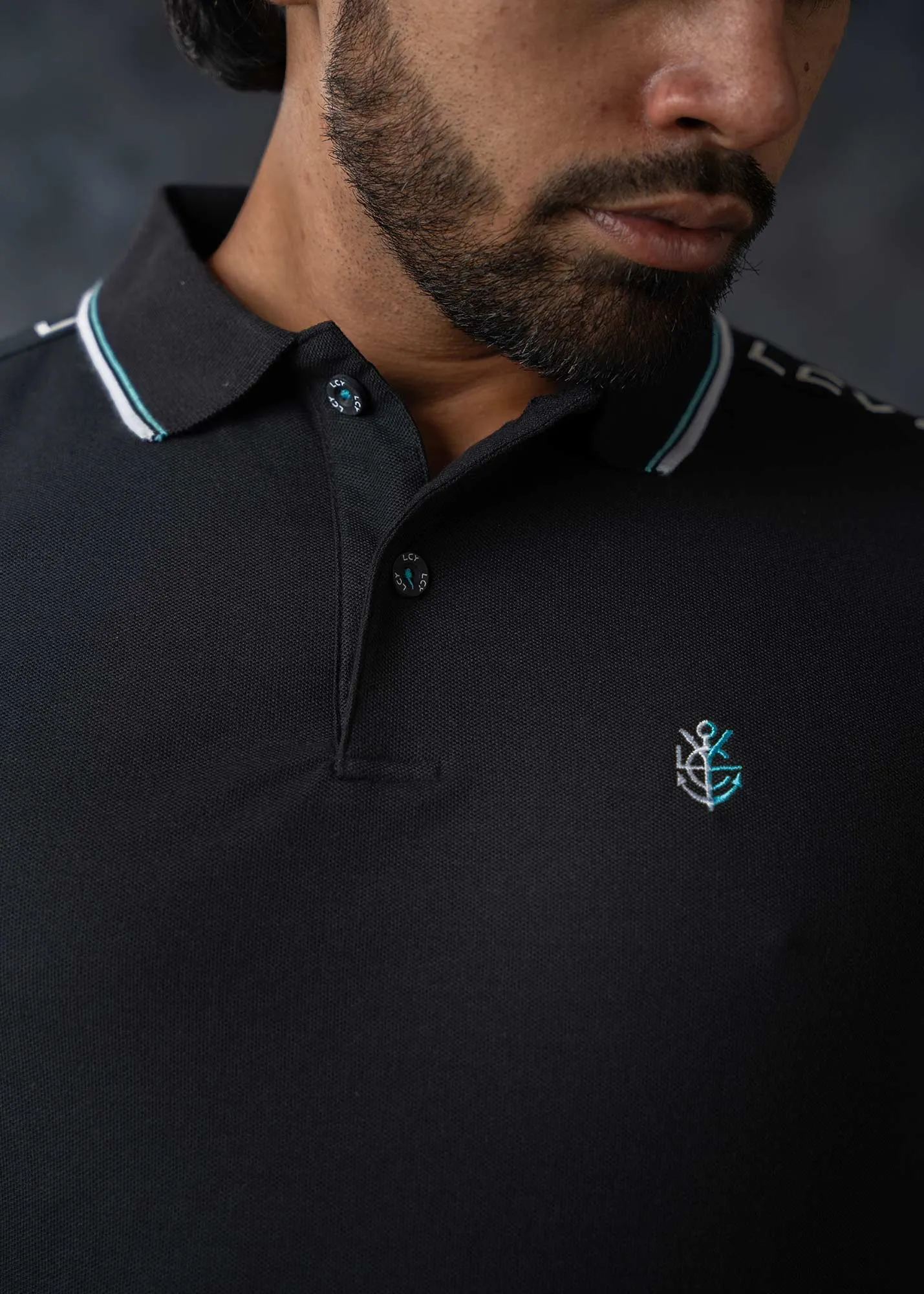 LCY | CONTRAST TWIN TIPPED SHOULDER TAPE POLO