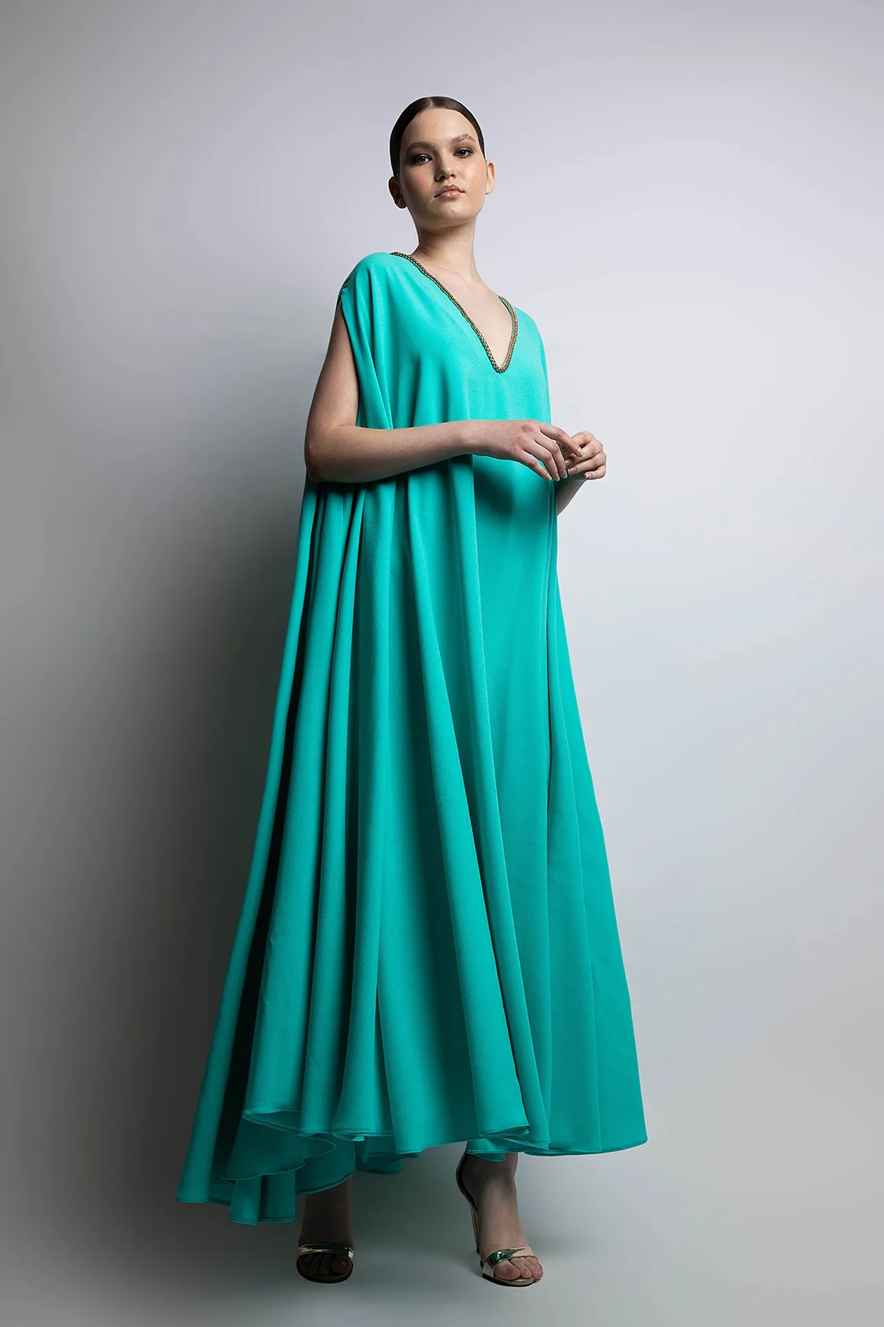 Loose Midi Dress with Cape Sleeves