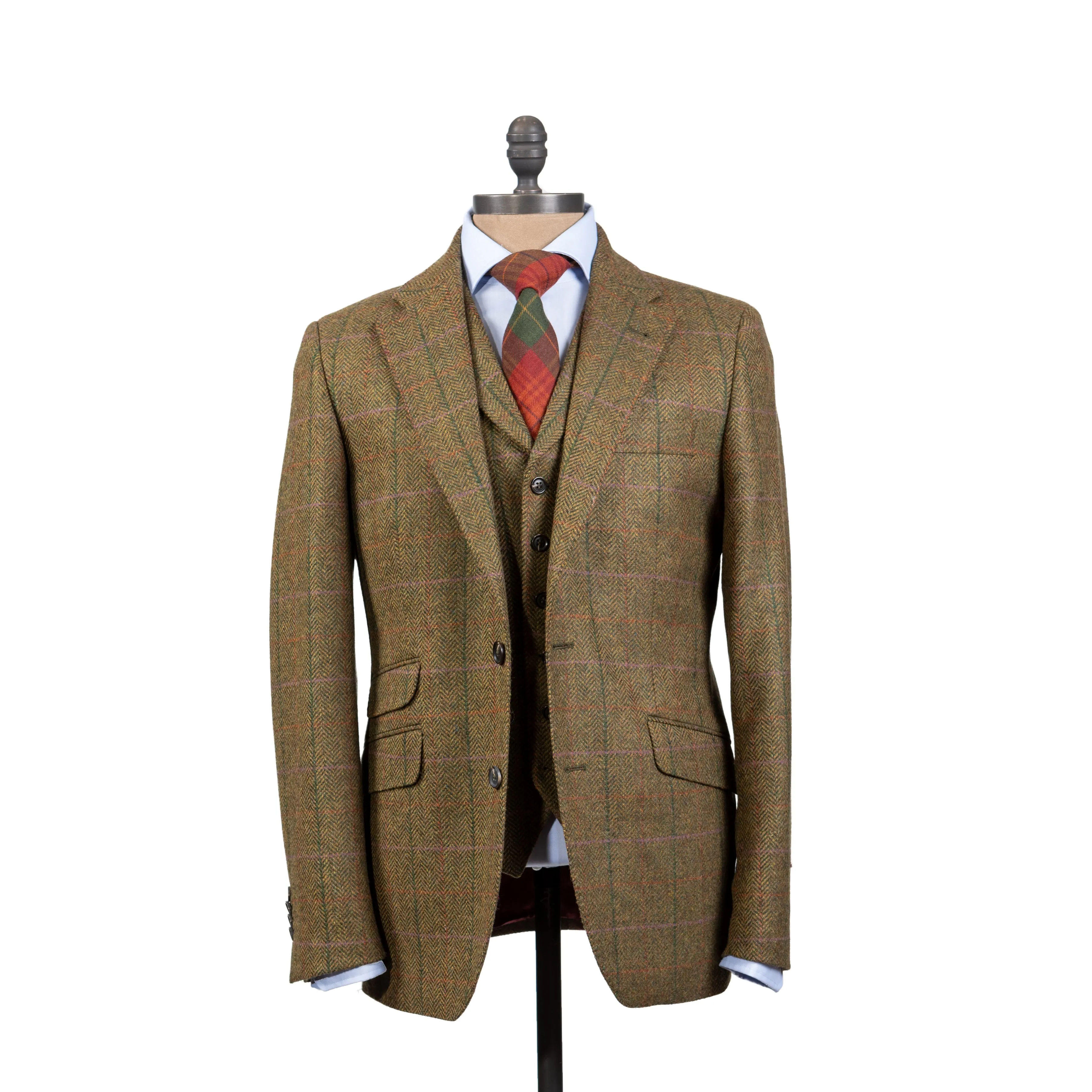 MacBeth 3pc Suit in Moss HB Multi Check