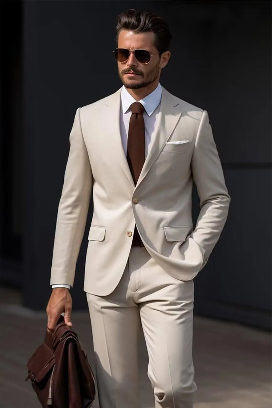 Mens 2 Piece Suit Slim Fit Wedding Prom Party Business Suit Notch Lapel One Button Blazer and Pants Tuxedo Set