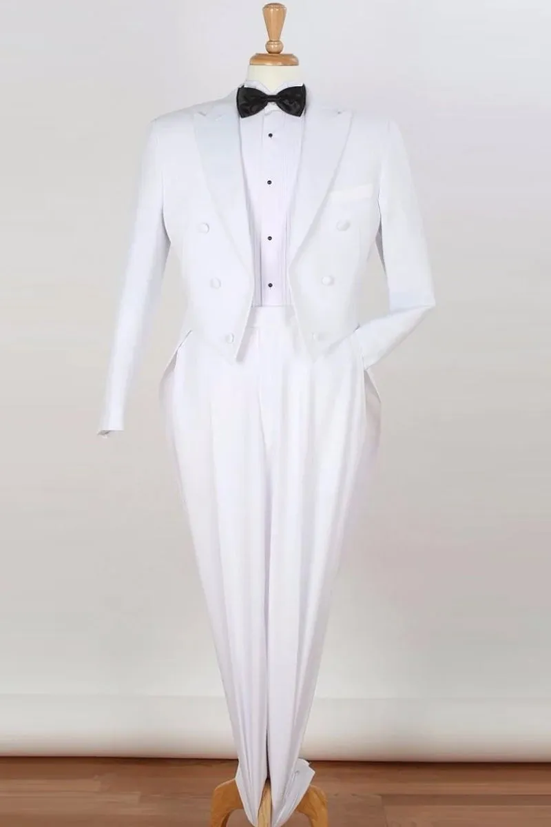 Mens Classic Fit Long Tail Tuxedo in White