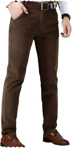 Men's Corduroy Formal Trousers Slim Fit Regular Suit Pants