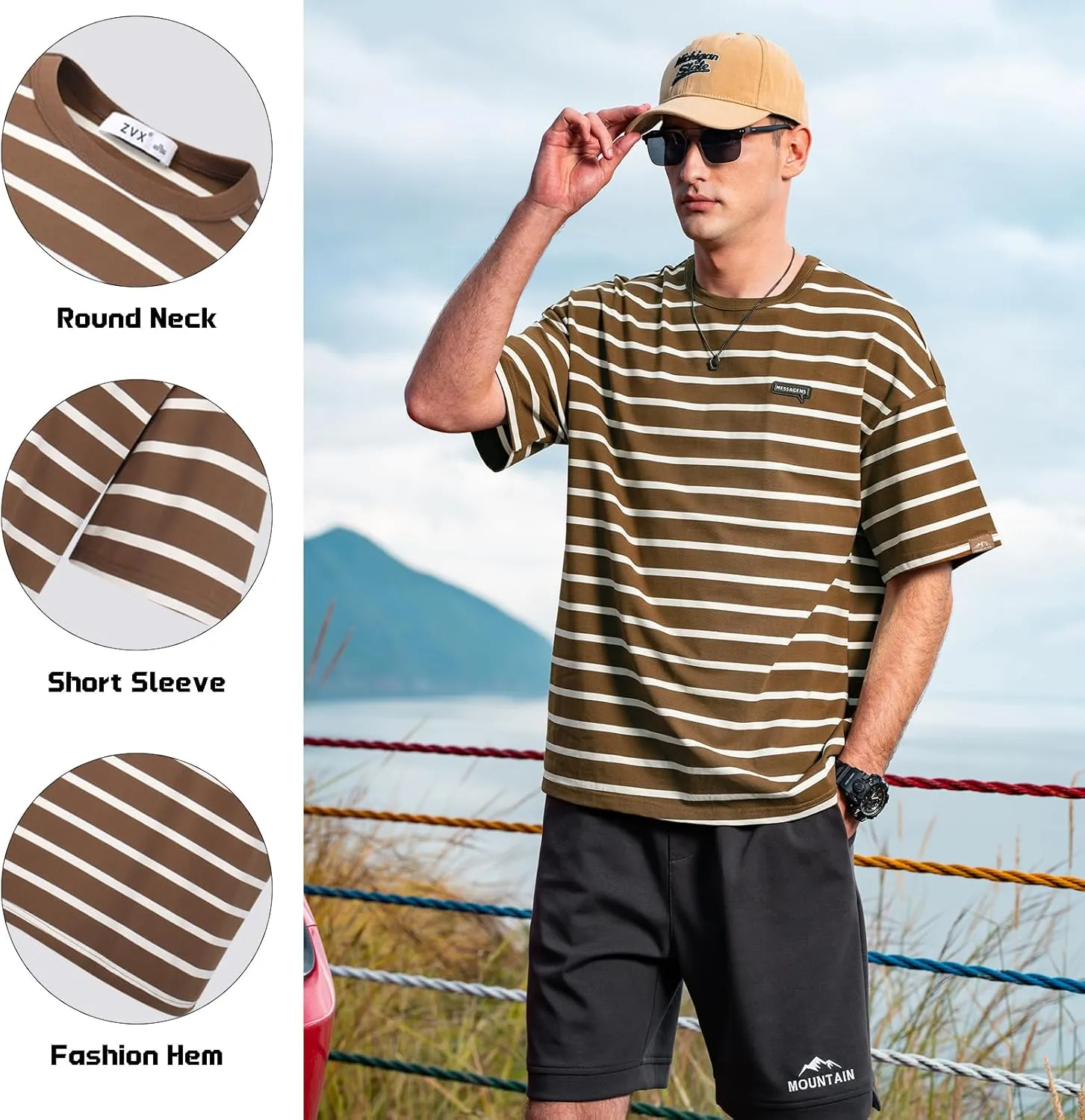 Men's Striped Shirts,Crewneck Striped T-ShirtTrue Classic Men's Top