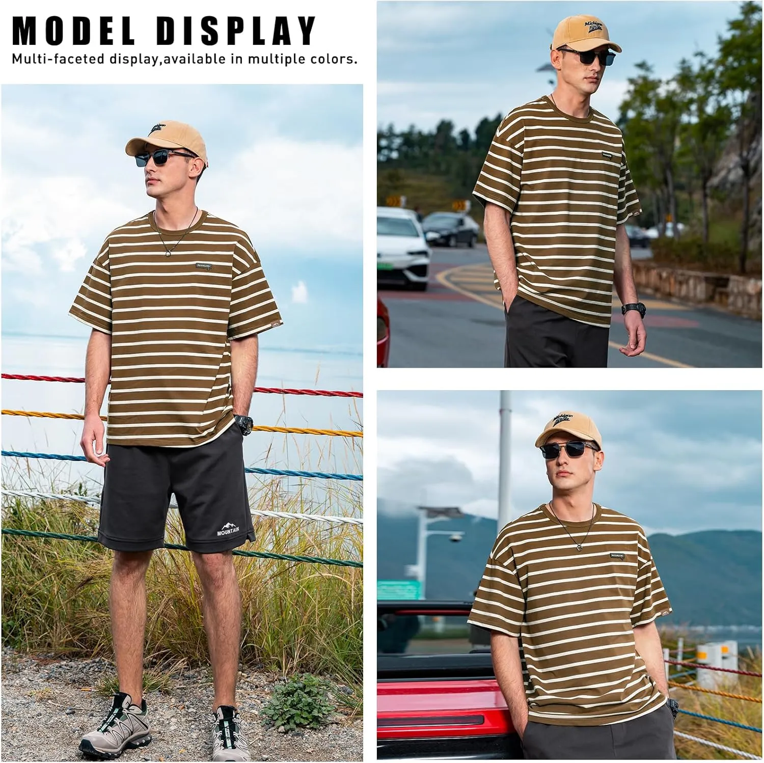 Men's Striped Shirts,Crewneck Striped T-ShirtTrue Classic Men's Top