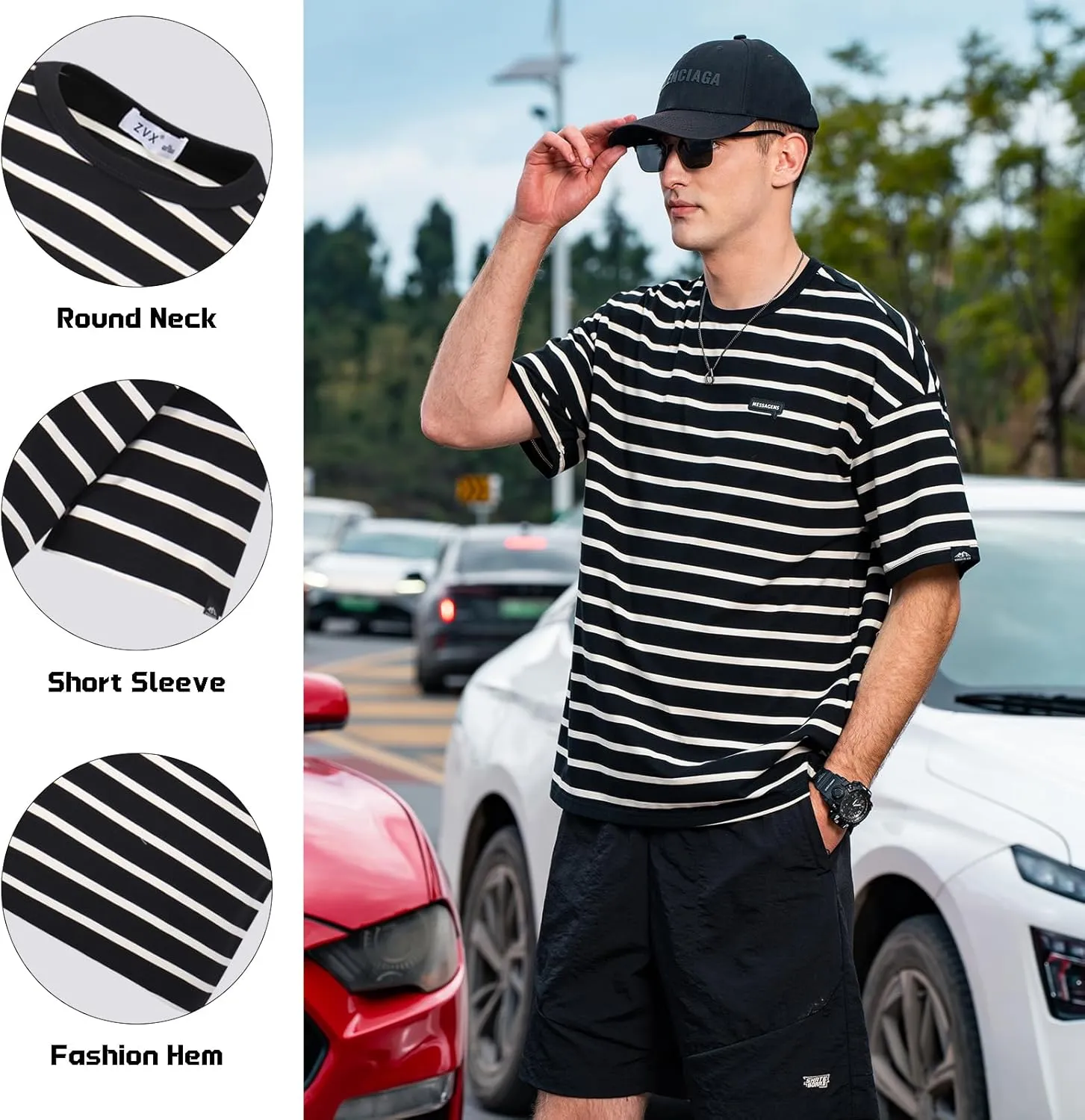 Men's Striped Shirts,Crewneck Striped T-ShirtTrue Classic Men's Top