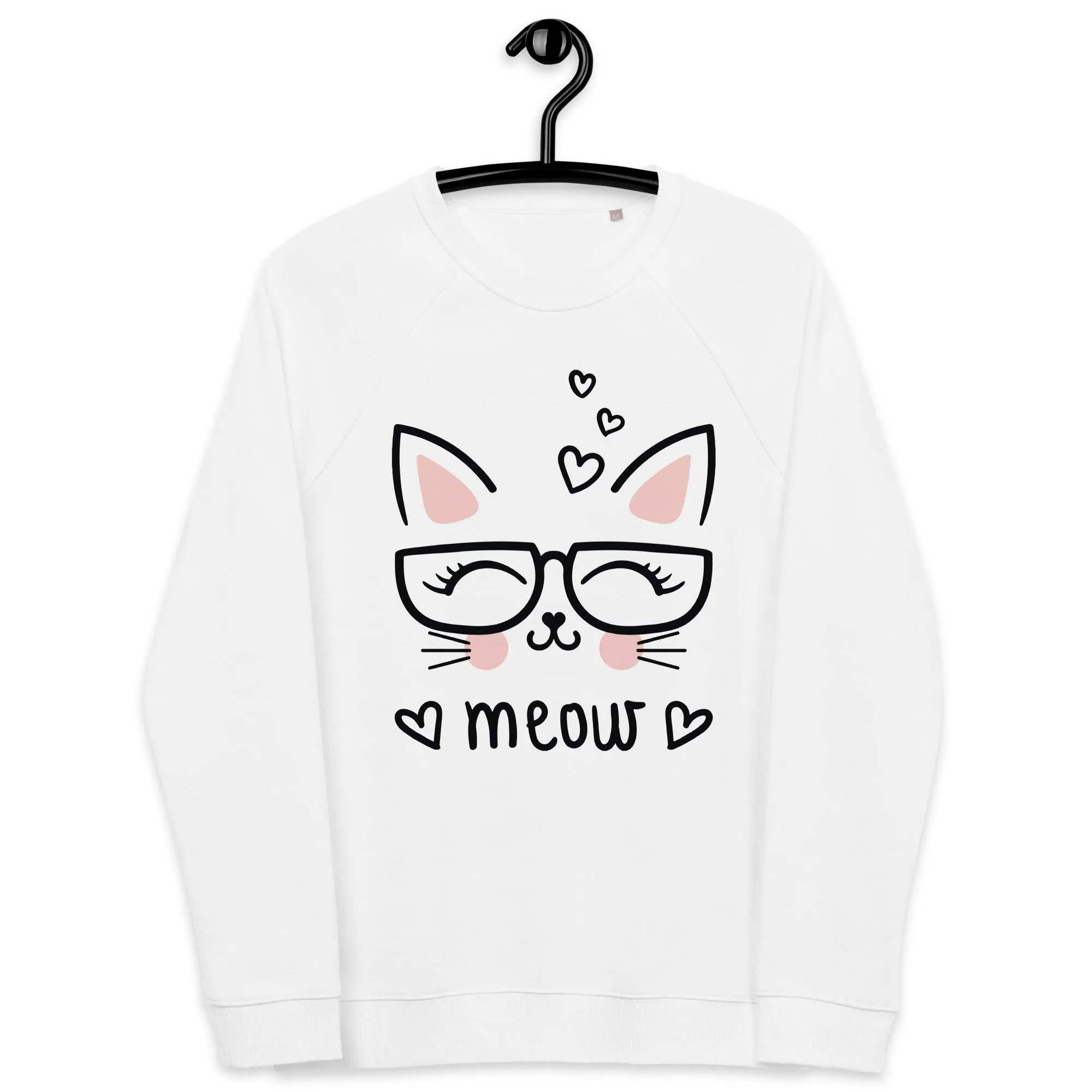 Meow The Cat Unisex organic raglan sweatshirt