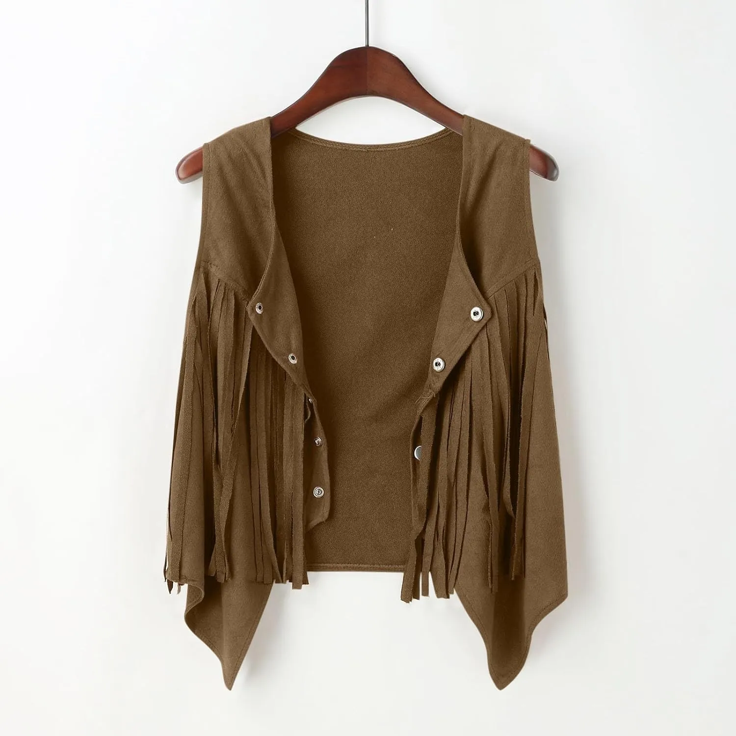 MINTLIMIT Women's Fringe Vest Sleeveless Tassel Jacket Faux Suede Rivets Western Cowgirl Waistcoat 70s Hippie Outfit
