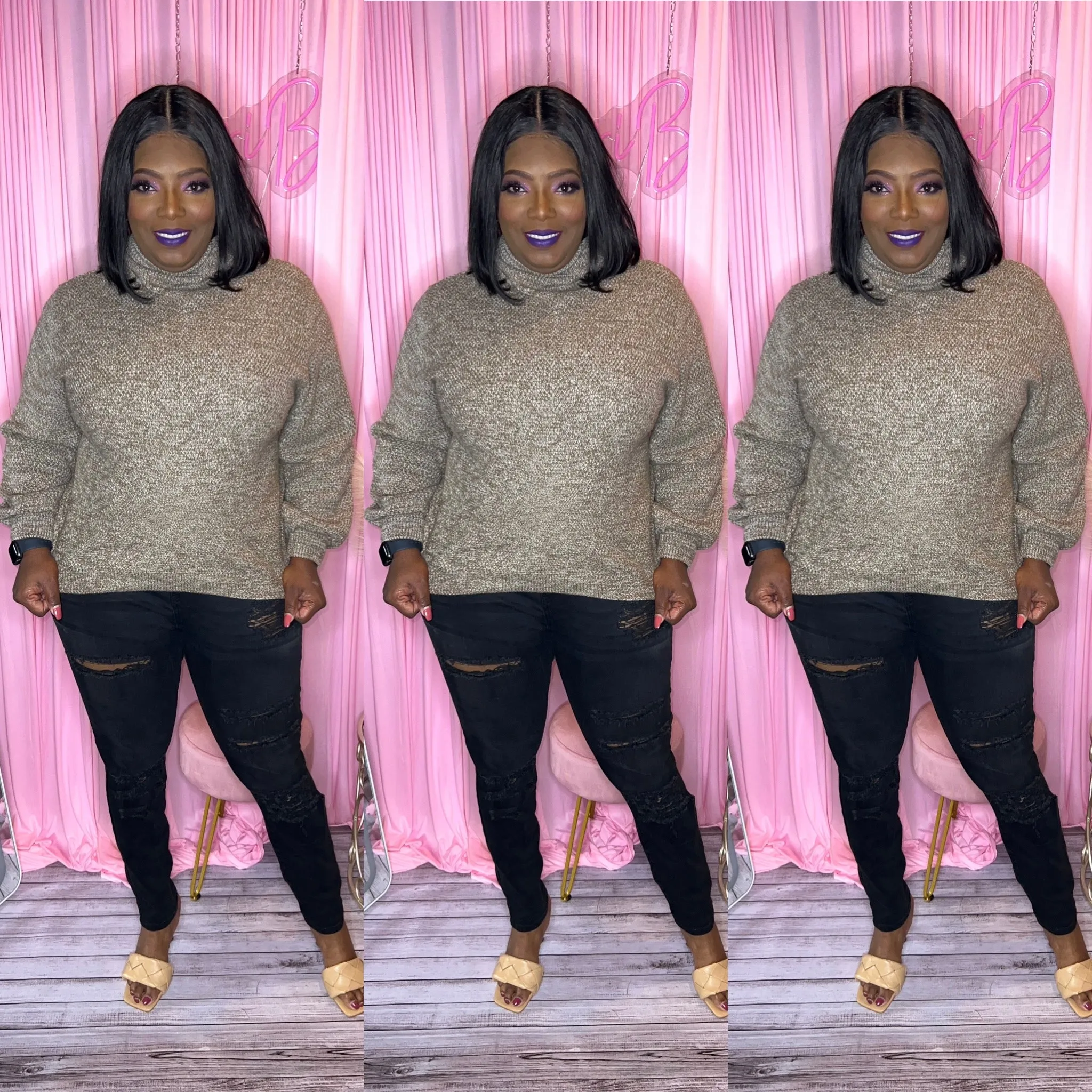 Mocha Turtleneck Sweatshirt
