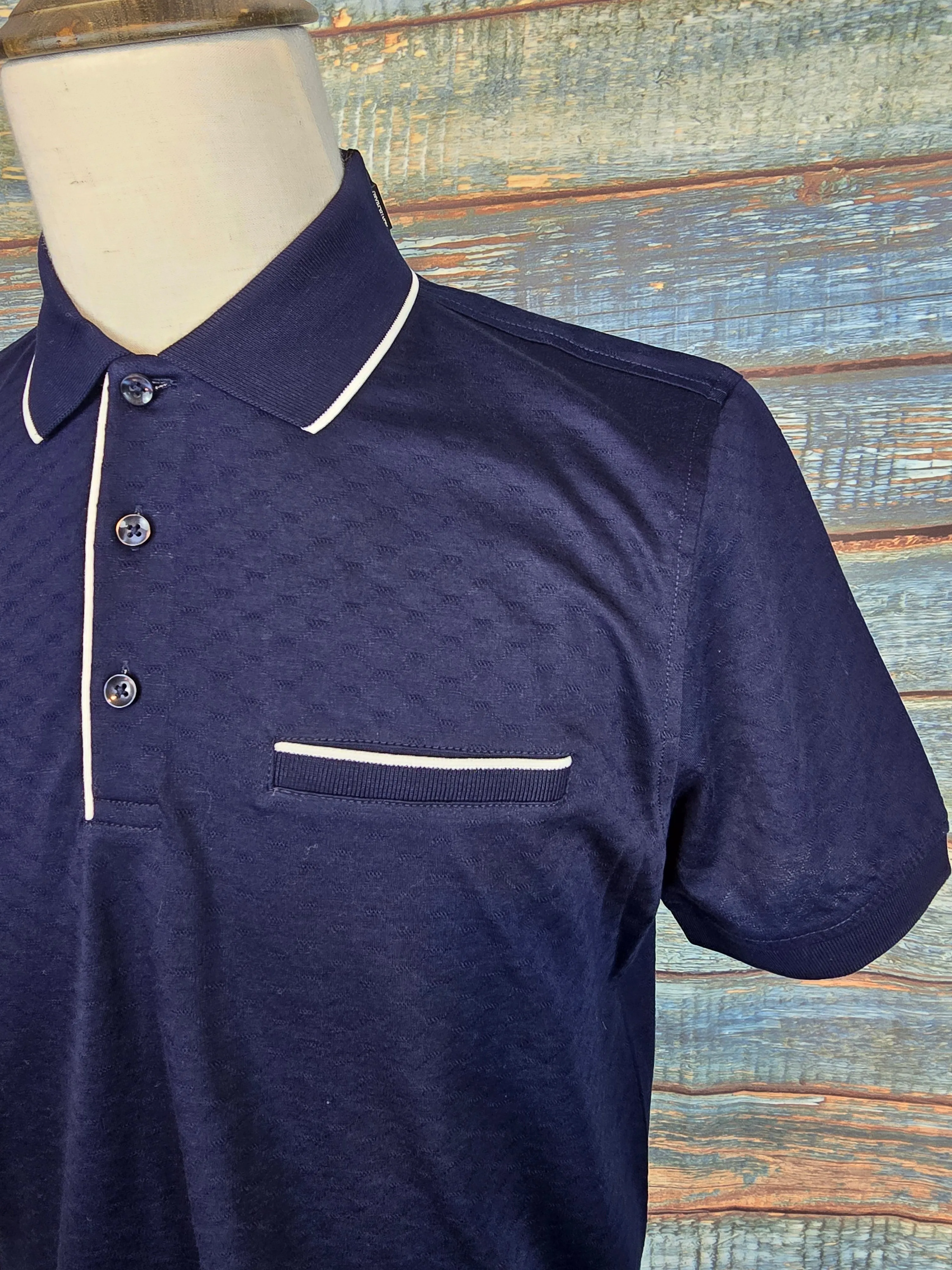 MONTOCHIARO Pure Cotton Jacquard Polo Shirt