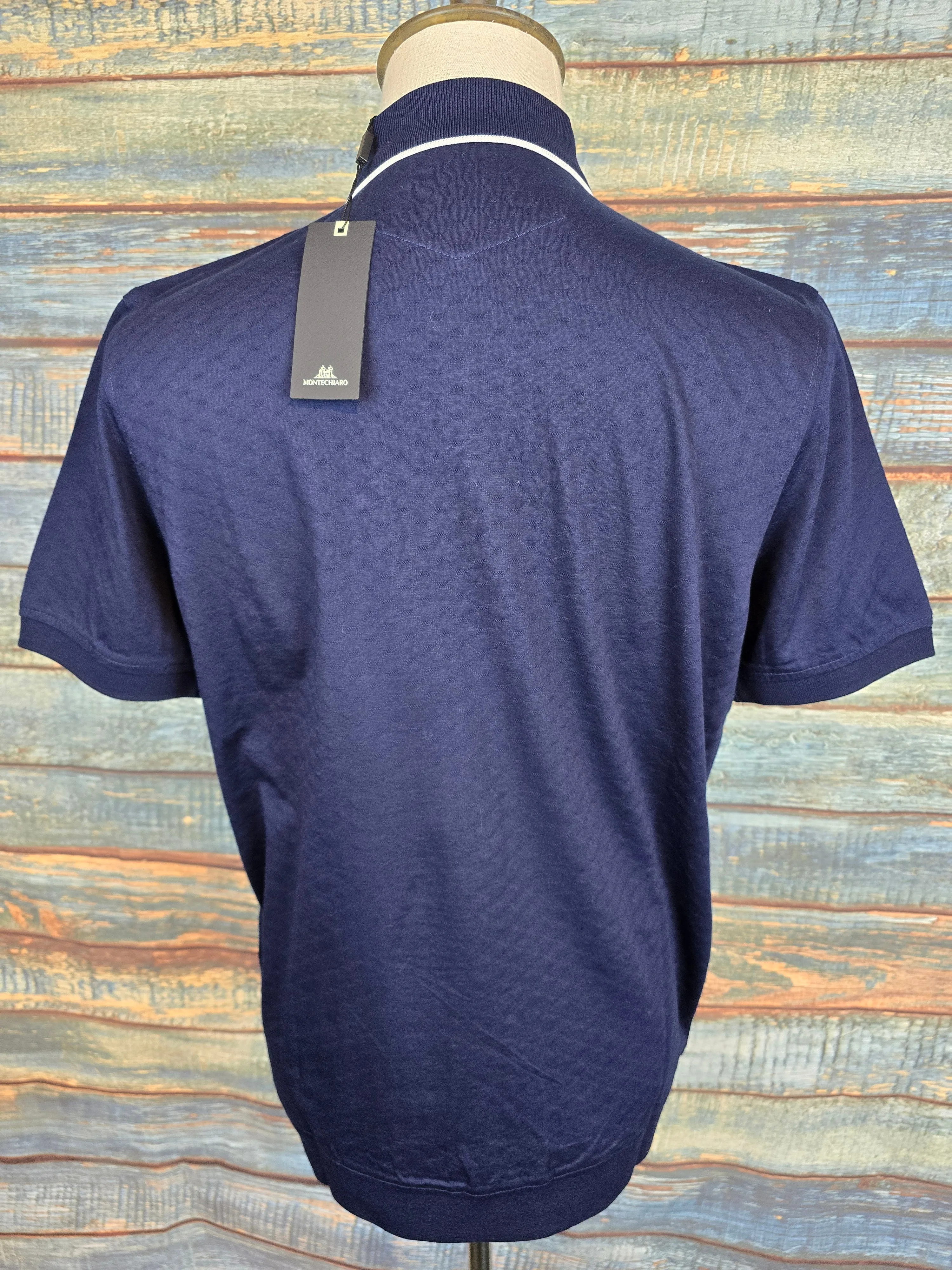 MONTOCHIARO Pure Cotton Jacquard Polo Shirt