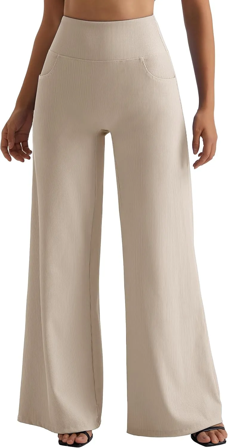 MOOSLOVER Women Wide Leg Yoga Lounge Pants High Waisted Casual Pants Comfy Stretchy Loose Pants