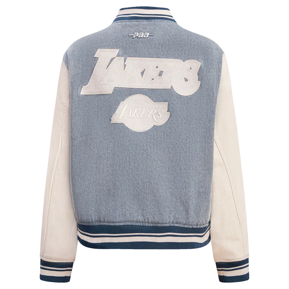 NBA LOS ANGELES LAKERS VARSITY BLUES WOMEN'S DENIM VARSITY WOMEN'S JACKET (DENIM/LINEN)