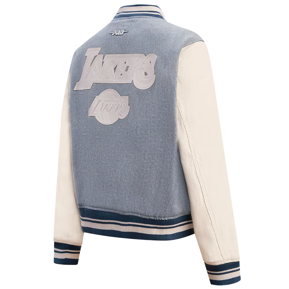 NBA LOS ANGELES LAKERS VARSITY BLUES WOMEN'S DENIM VARSITY WOMEN'S JACKET (DENIM/LINEN)