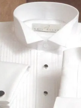 Neil Allyn 100% Cotton White Wing Collar Tuxedo Shirt with Pleated Front