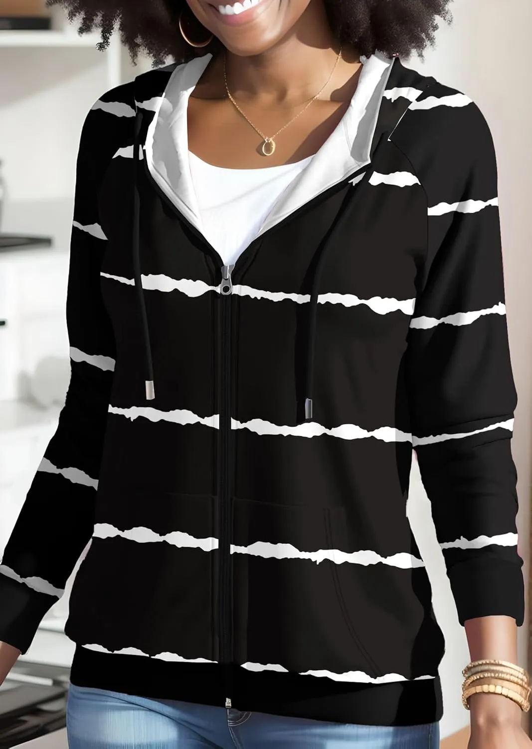 Nimsruc Zip Up Hoodies For Women Long Sleeve Casual