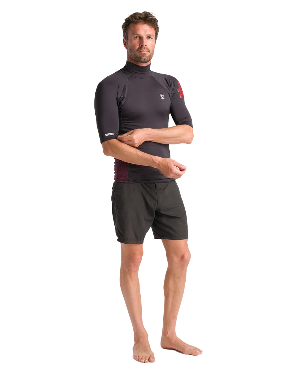 Nuwave Rash Vest in Anthracite, Black & Wine