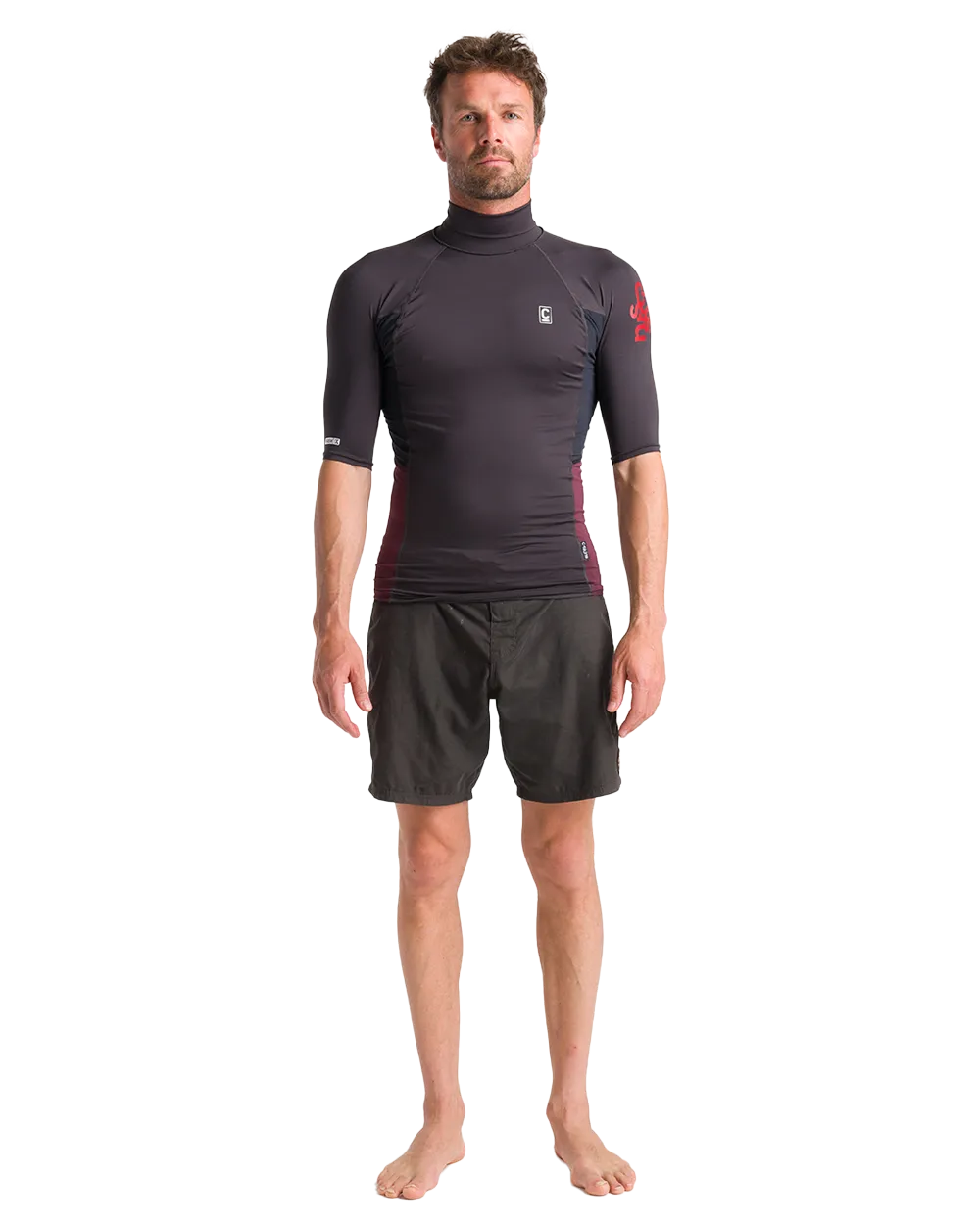 Nuwave Rash Vest in Anthracite, Black & Wine