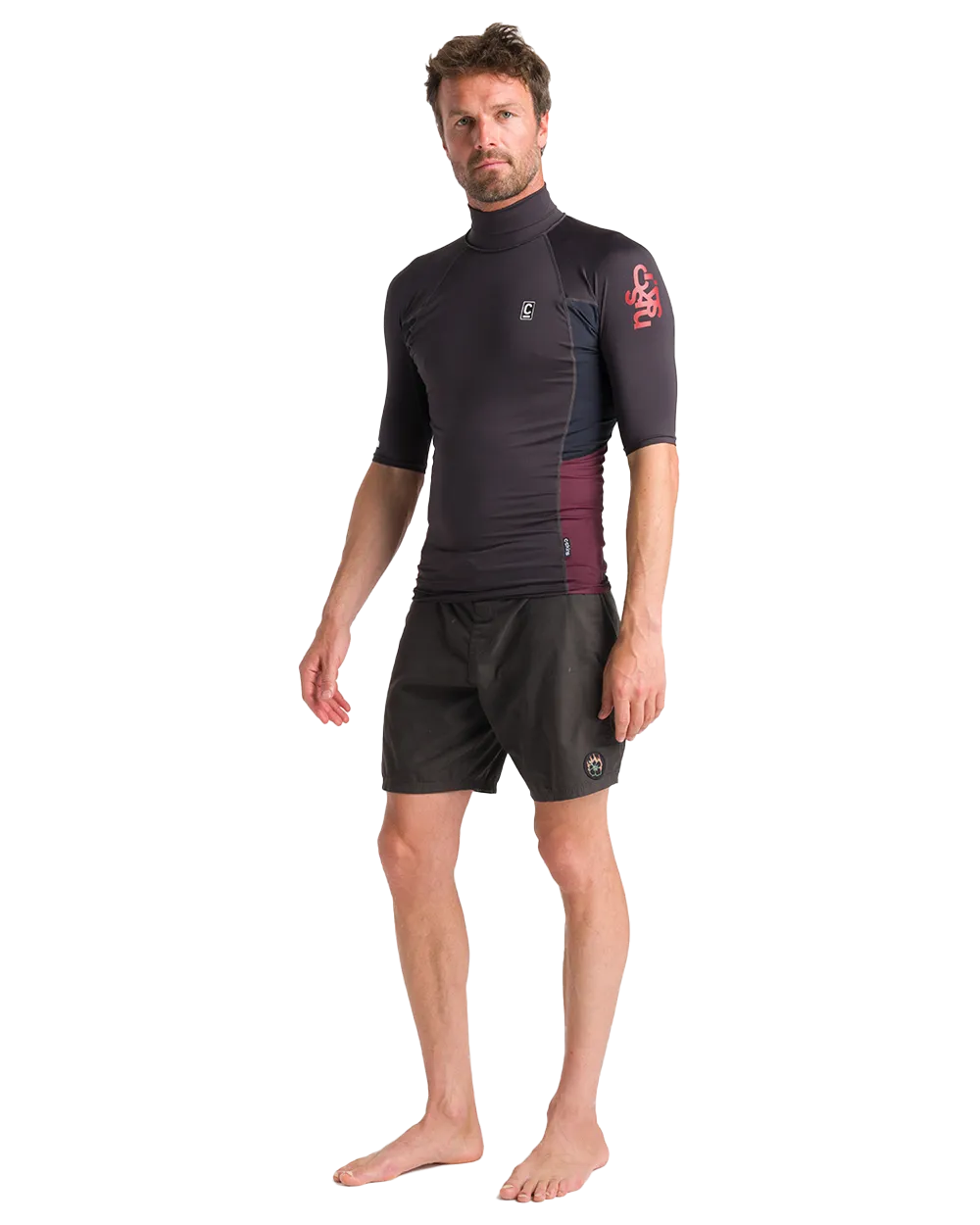 Nuwave Rash Vest in Anthracite, Black & Wine